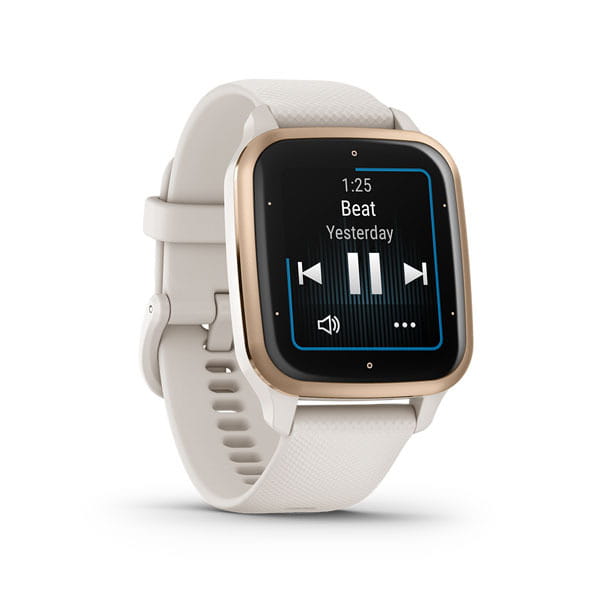 Смарт-годинник Garmin Venu Sq 2 Music Light Gold Aluminum Bezel with White Case and Silicone Band (010-02700-81)