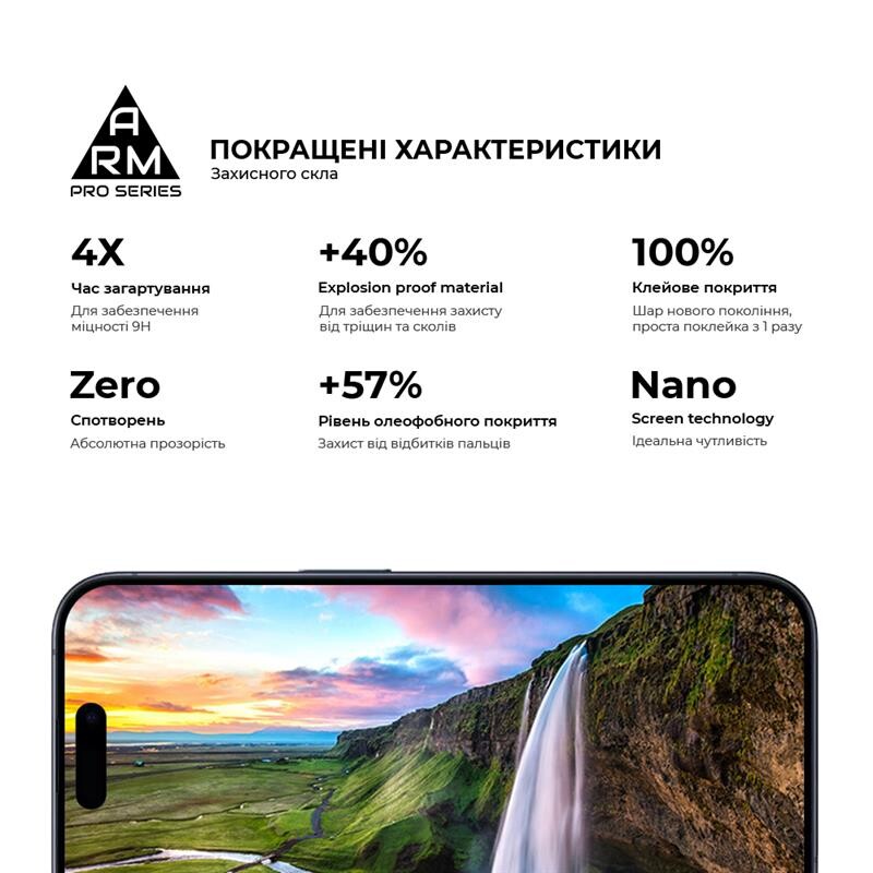 Захисне скло Armorstandart Pro для Apple iPhone 15 Pro, Black, 0.3mm (ARM71484)