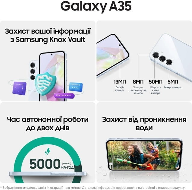 Смартфон Samsung Galaxy A35 SM-A356 8/256GB Dual Sim Light Blue (SM-A356BLBGEUC)