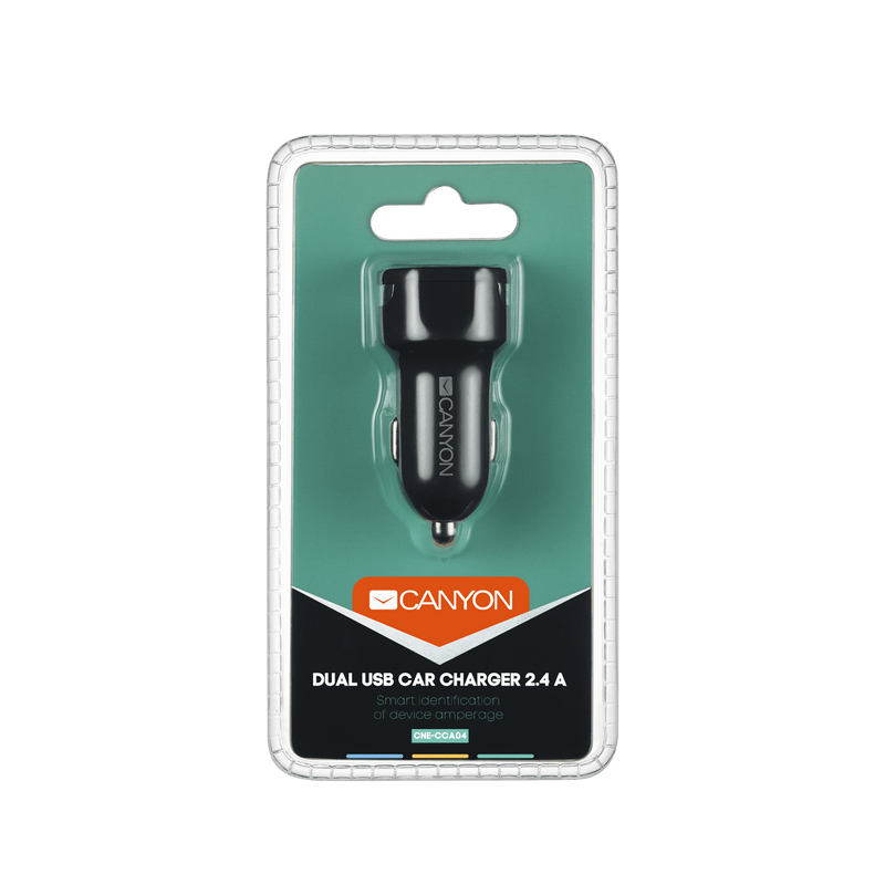 Автомобильное зарядное устройство Canyon (2USB, 2.1A) Black (CNE-CCA04B)