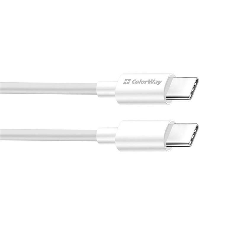 Кабель ColorWay USB Type-C - USB Type-C (M/M), PD Fast Charging 65W, 3.0 А, 1 м, White (CW-CBPDCC055-WT)