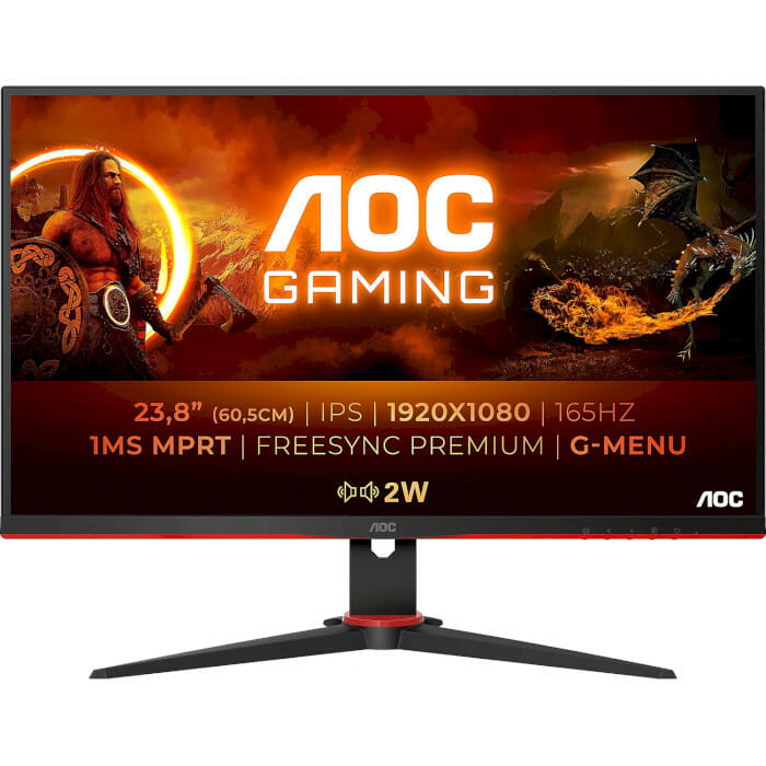 Монiтор AOC 23.8" 24G2SPAE/BK IPS Black/Red 165Hz