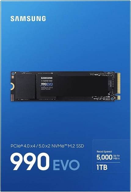 Накопитель SSD  1ТB Samsung 990 EVO M.2 2280 PCIe 5.0 x4 NVMe V-NAND TLC (MZ-V9E1T0BW)