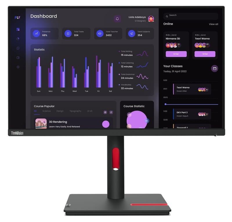 Монiтор Lenovo 23.8" ThinkVision T24i-30 (63CFMATXUA) IPS Black