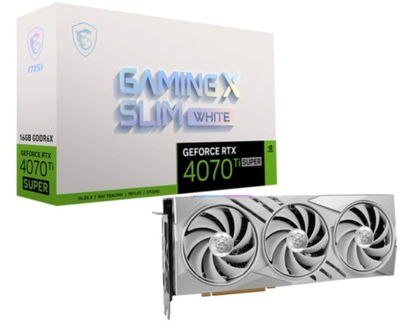 Видеокарта GF RTX 4070 Ti Super 16GB GDDR6X Gaming X Slim White MSI (GeForce RTX 4070 Ti SUPER 16G GAMING X SLIM WHITE)