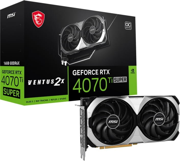 Видеокарта GF RTX 4070 Ti Super 16GB GDDR6X Ventus 2X OC MSI (GeForce RTX 4070 Ti SUPER 16G VENTUS 2X OC)