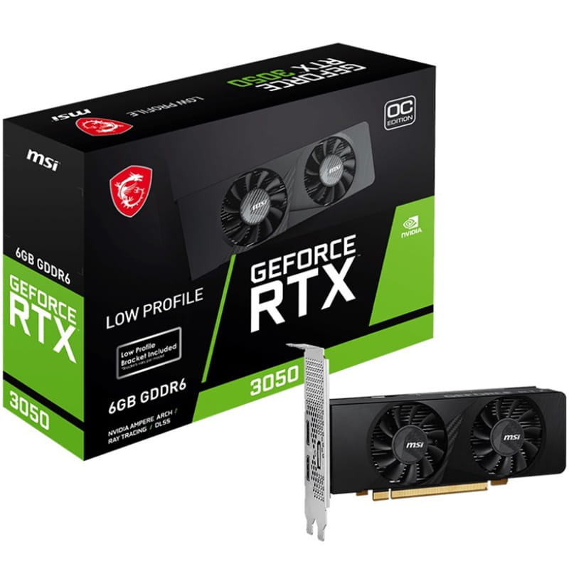 Відеокарта GF RTX 3050 6GB GDDR6 Low Profile OC MSI (GeForce RTX 3050 LP 6G OC)