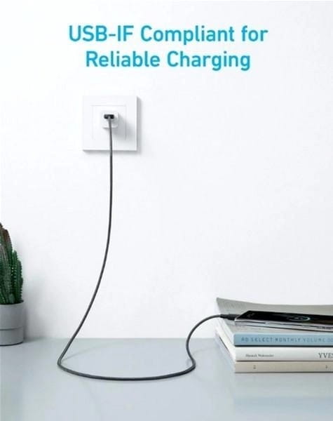 Кабель Anker 322 USB-A - USB-C, 0.9 м, Black (A81H5G11)