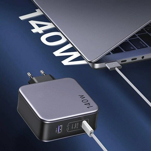 Зарядное устройство Ugreen CD289 GaN 140W Gray + кабель Type-C 1.5 м (90549)