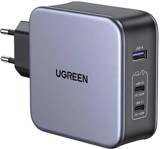 Зарядное устройство Ugreen CD289 GaN 140W Gray + кабель Type-C 1.5 м (90549)