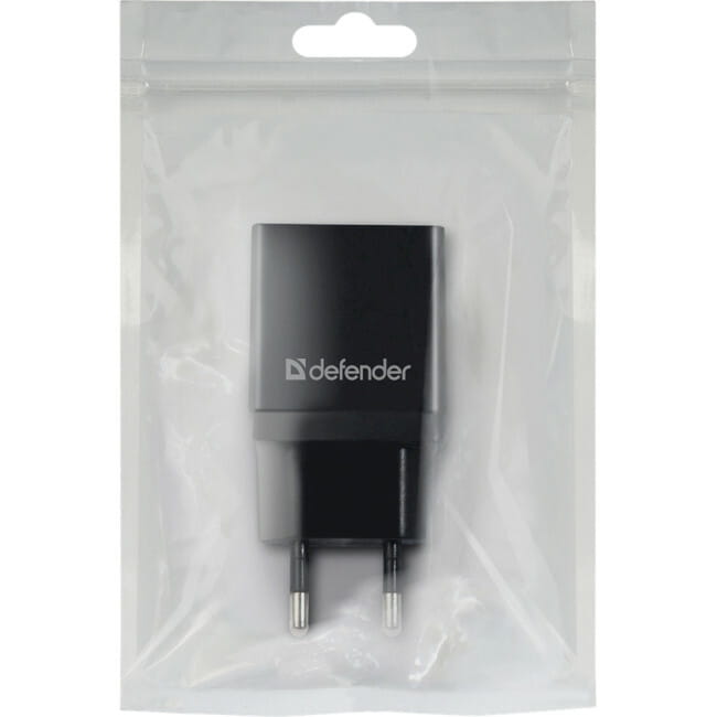 Мережевий зарядний пристрій Defender EPA-10 (1xUSB 2.1А) Black (83572)