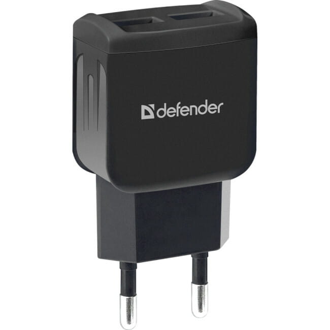 Мережевий зарядний пристрій Defender EPA-13 (2xUSB 2.1А) Black (83840)