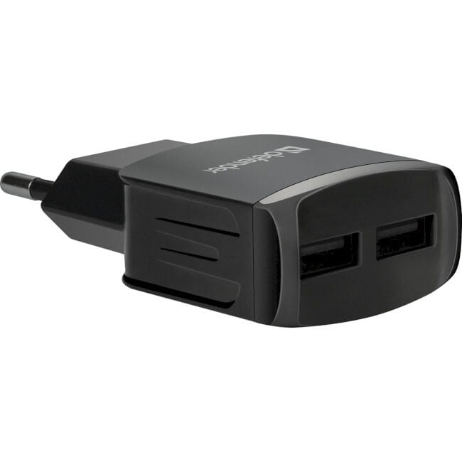 Мережевий зарядний пристрій Defender EPA-13 (2xUSB 2.1А) Black (83840)