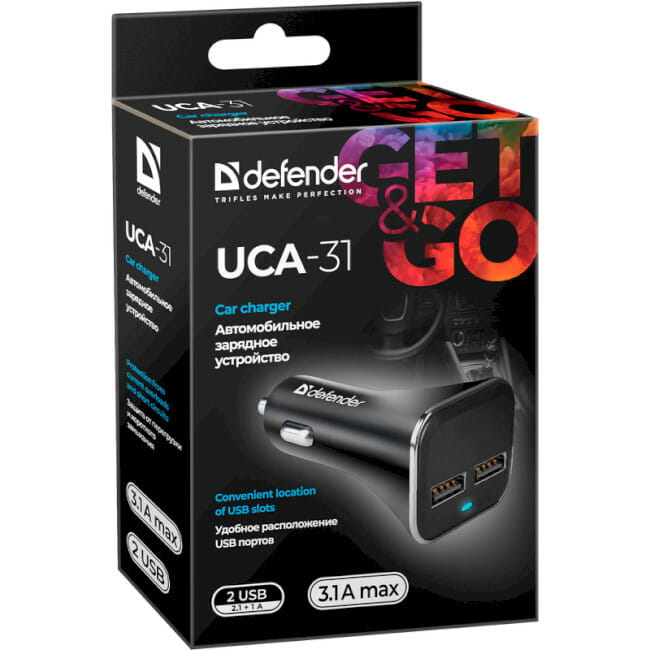 Автомобильное зарядное устройство Defender UCA-31 (2хUSB) Black (83597)