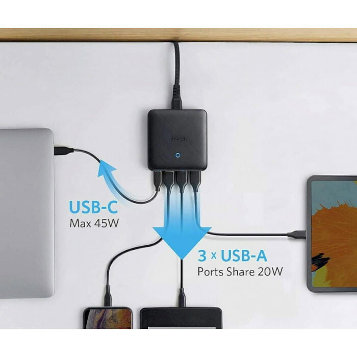 Сетевое зарядное устройство Anker PowerPort Atom III Slim Black, 45W USB Type-C + 20 W USB (A2045G11/A2045L11)