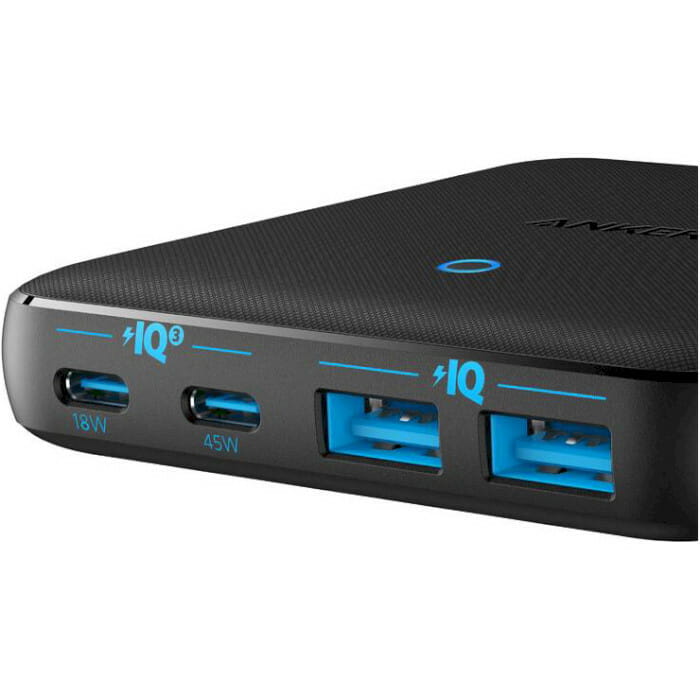 Сетевое зарядное устройство Anker PowerPort 543 Atom III Slim Black, 45W USB Type-C + 20 W USB (A2046G12)