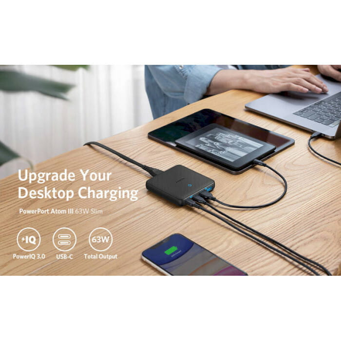 Мережевий зарядний пристрій Anker PowerPort 543 Atom III Slim Black, 45W USB Type-C + 20 W USB (A2046G12)
