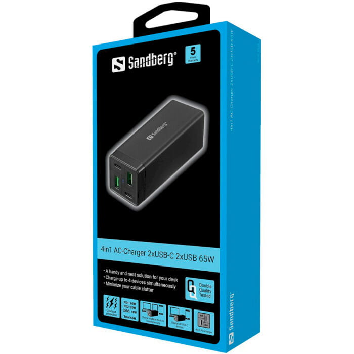 Сетевое зарядное устройство Sandberg 4-in-1 Charger 441-45 65W Black