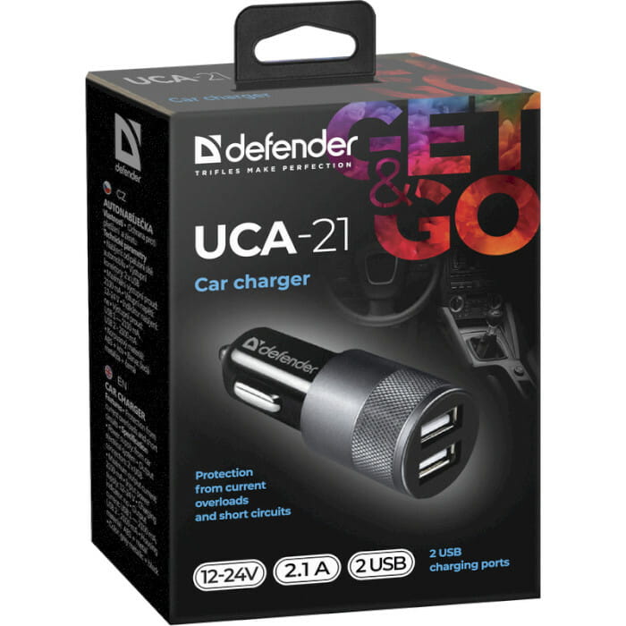 Автомобильное зарядное устройство Defender UCA-21 Black (83821)