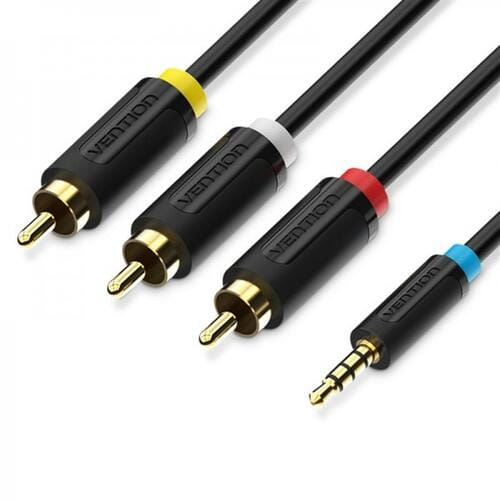 Photos - Cable (video, audio, USB) Vention Кабель  3.5 мм - 3хRCA (M/M), 1.5 м, Black  BCBBG (BCBBG)