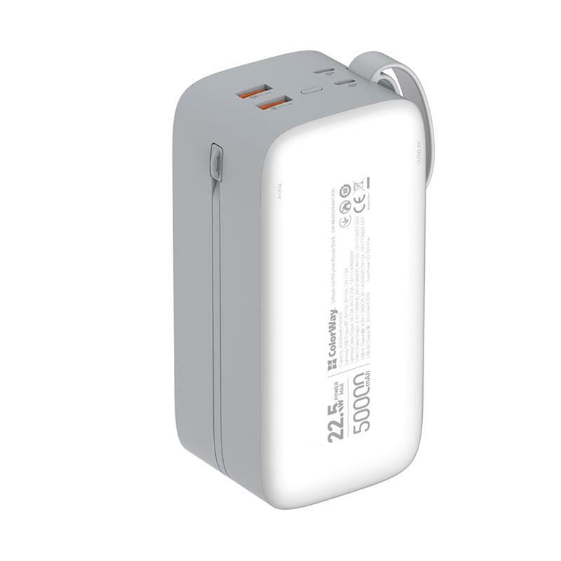 Универсальная мобильная батарея ColorWay 50000mAh White (CW-PB500LPA4WT-PDD)