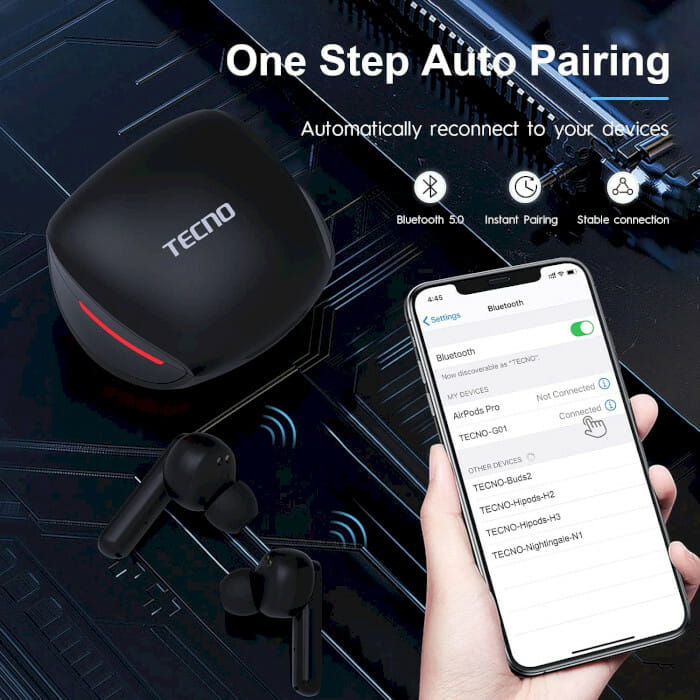 Bluetooth-гарнитура Tecno G01 Black (4895180780899)