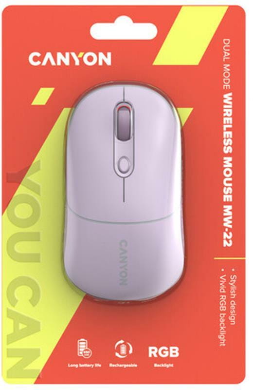 Мышь беспроводная Canyon MW-22 Dual Band RGB Wireless Pearl Rose (CNS-CMSW22PR)