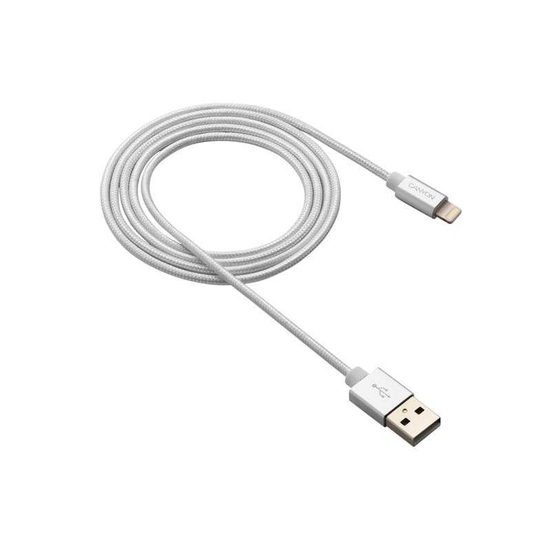 Кабель Canyon USB - Lightning 0.96м, White (CNS-MFIC3PW) в оплетке