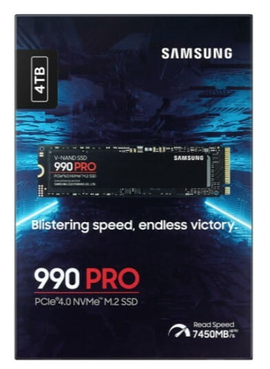 Накопитель SSD  4ТB Samsung 990 PRO M.2 2280 PCIe 4.0 x4 NVMe V-NAND MLC (MZ-V9P4T0BW)