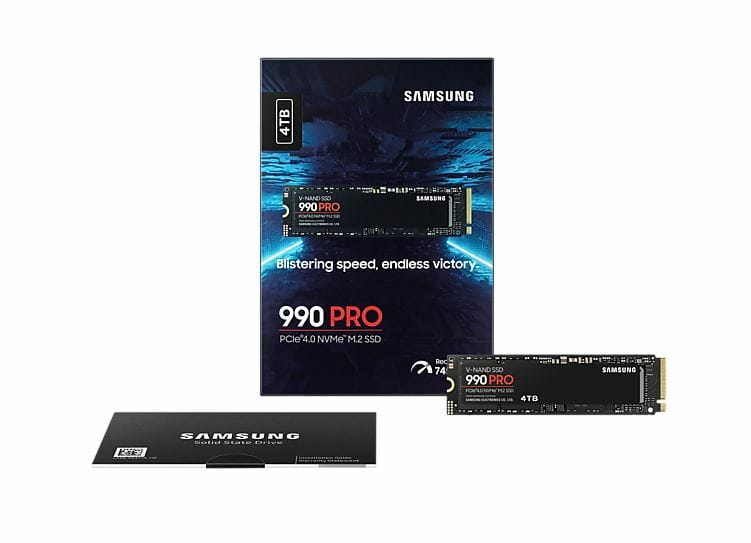 Накопитель SSD  4ТB Samsung 990 PRO M.2 2280 PCIe 4.0 x4 NVMe V-NAND MLC (MZ-V9P4T0BW)