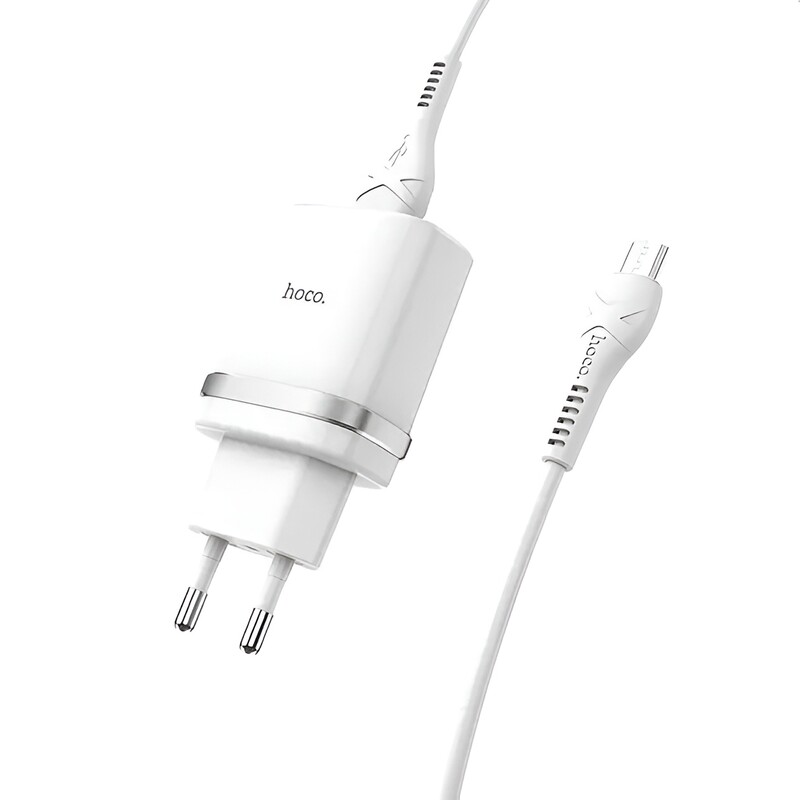 Сетевое зарядное устройство Hoco C12Q (1USB, 3А) QC3.0 White (S23110) + кабель MicroUSB