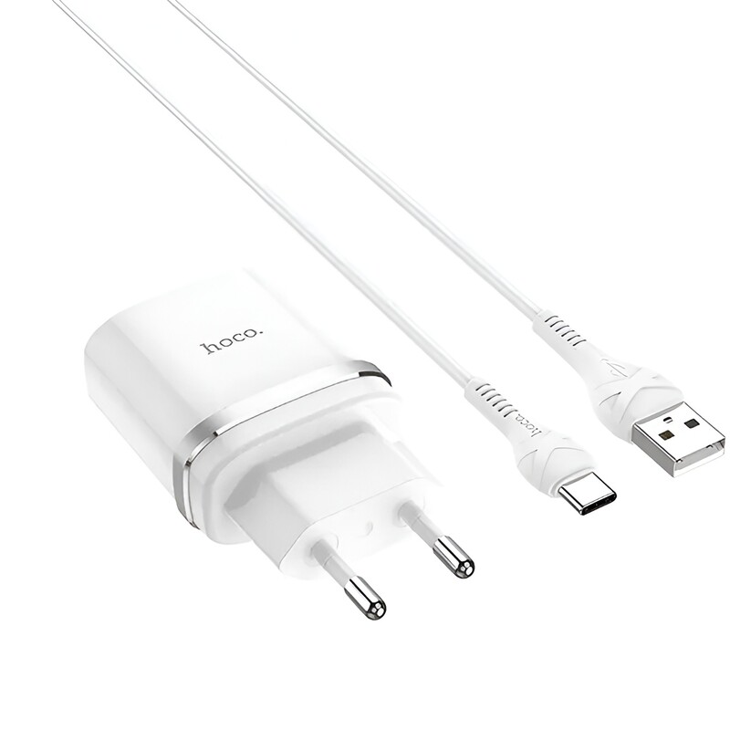 Сетевое зарядное устройство Hoco C12Q (1USB, 3А) QC3.0 White (S23111) + кабель Type-C