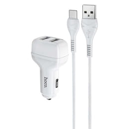 Автомобильное зарядное устройство Hoco Z36 (2USB 2.4А) White (S25695) + кабель Type-C