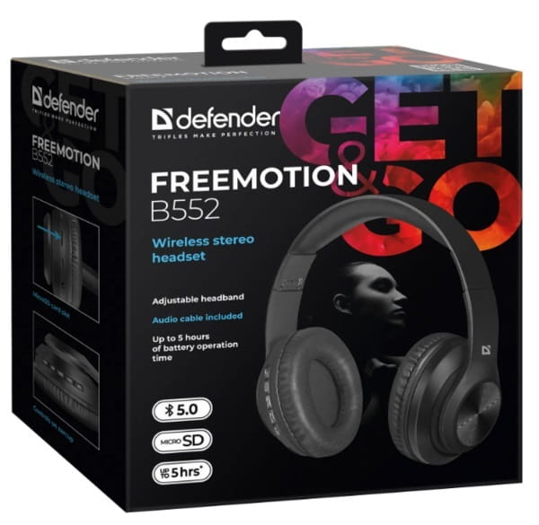Bluetooth-гарнітура Defender FreeMotion B552 Black (63552)