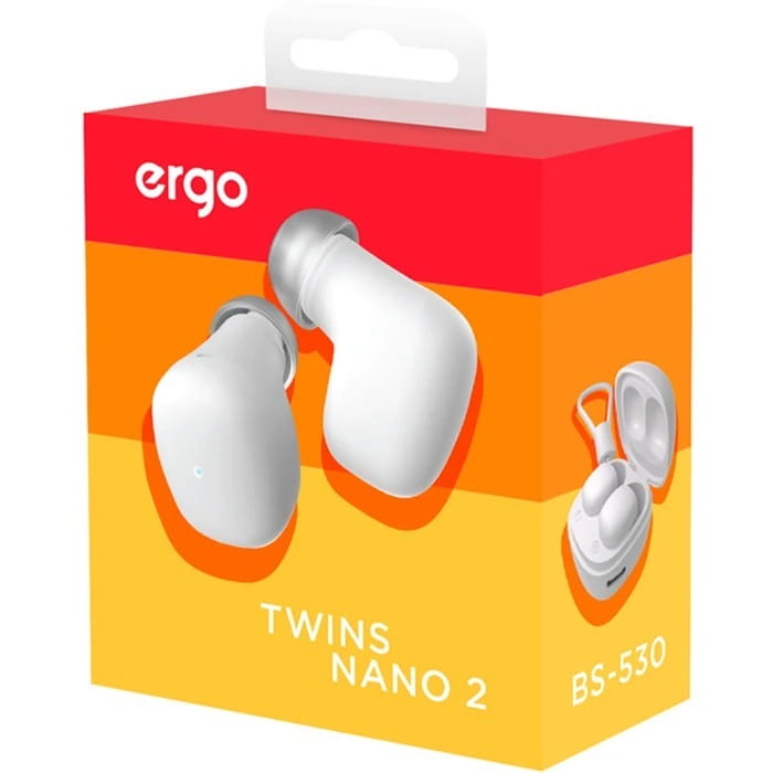 Bluetooth-гарнитура Ergo BS-530W Twins Nano 2 White