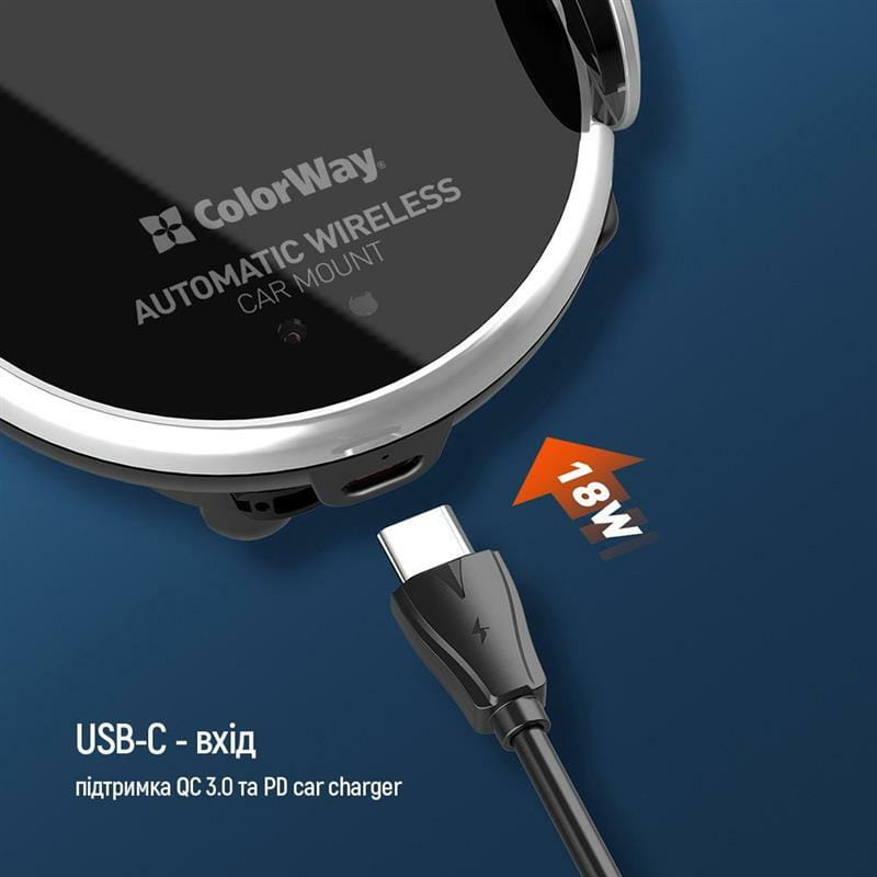 Беспроводное зарядное устройство ColorWay AutoSense Car Wireless Charger 15W Black (CW-CHAW039Q-BK)