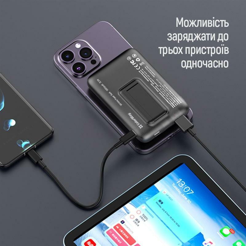 Універсальна мобільна батарея ColorWay 15W MagSafe 10000mAh Black (CW-PB100LPA3BK-WPDD)