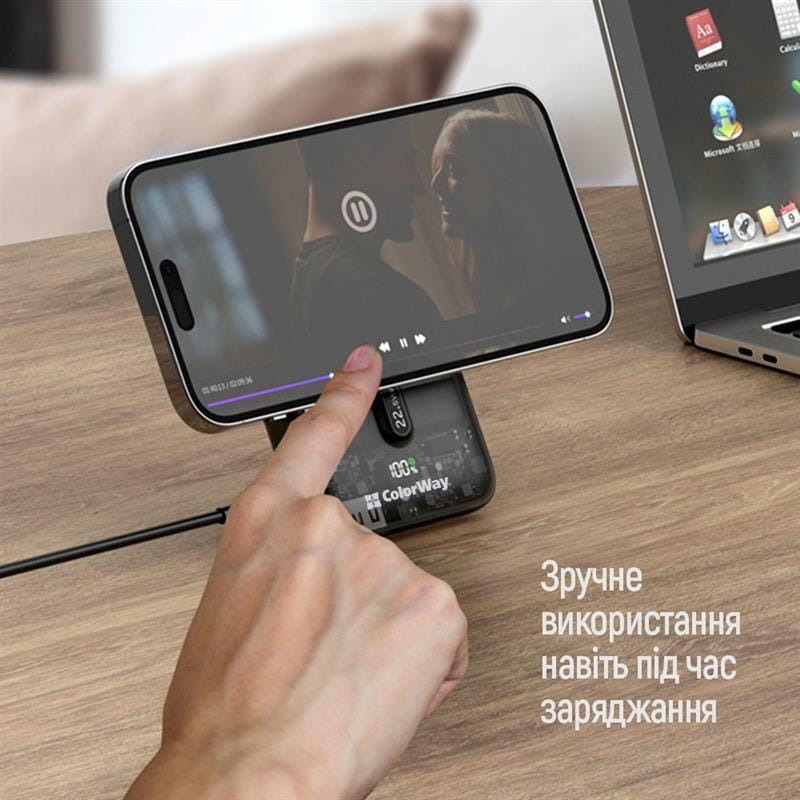 Універсальна мобільна батарея ColorWay 15W MagSafe 10000mAh Black (CW-PB100LPA3BK-WPDD)