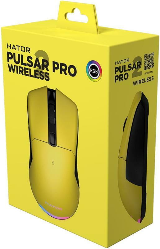 Мышь беспроводная Hator Pulsar 2 Pro Wireless Yellow (HTM-532)