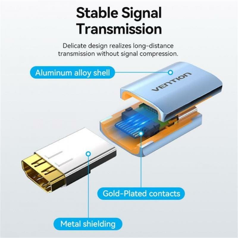 Адаптер Vention HDMI - HDMI (F/F), Aluminum Alloy, Blue (AIUH0)