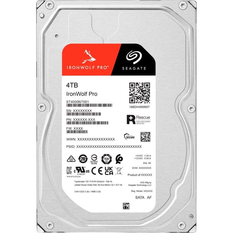 Накопитель HDD SATA 4.0TB Seagate IronWolf Pro 7200rpm 256MB (ST4000NT001)