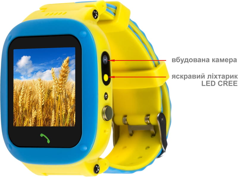 Детские смарт-часы AmiGo GO004 Glory Splashproof Camera+LED Blue Yellow