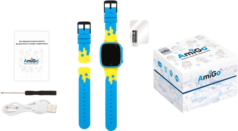 Детские смарт-часы AmiGo GO008 Glory GPS WiFi Blue Yellow