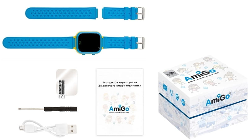 Детские смарт-часы AmiGo GO009 Glory Camera+LED WIFI Blue Yellow