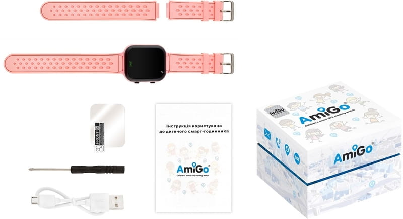 Дитячий смарт-годинник AmiGo GO009 Camera+LED WIFI Pink