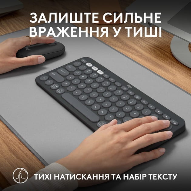 Комплект (клавиатура, мышь) беспроводной Logitech Pebble 2 Combo Graphite (920-012239)