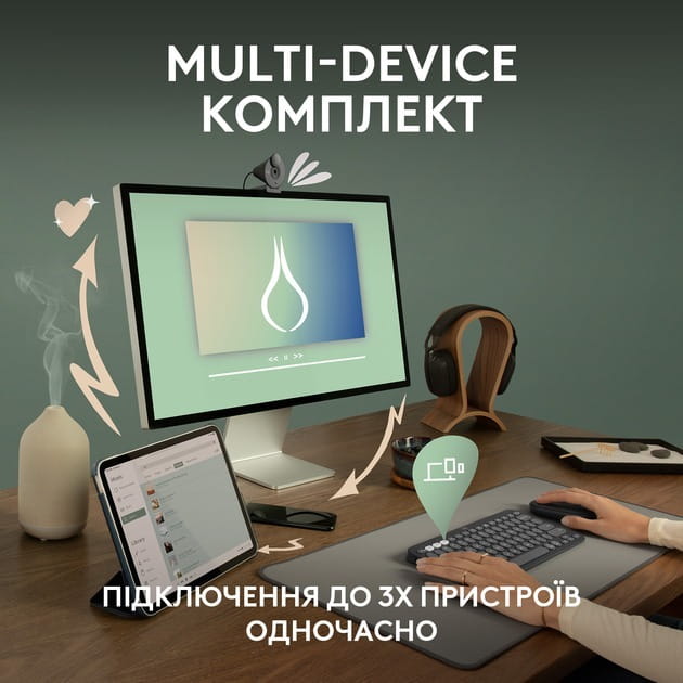 Комплект (клавиатура, мышь) беспроводной Logitech Pebble 2 Combo White (920-012240)