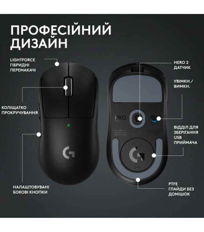 Мышь беспроводная Logitech G Pro X Superlight 2 Black (910-006630)