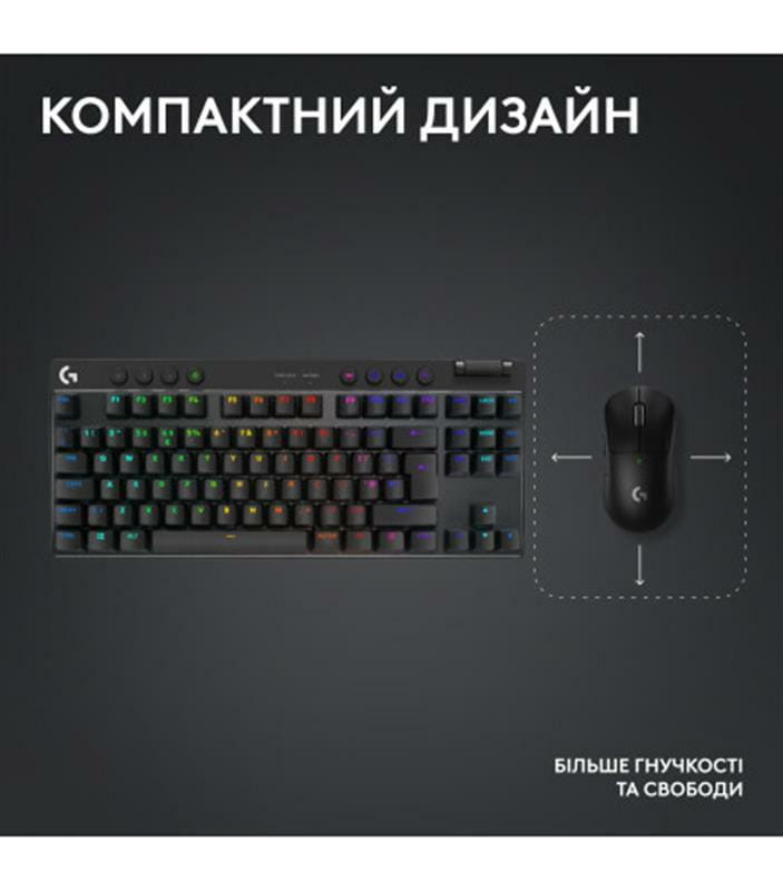 Клавiатура Logitech G PRO X TKL Lightspeed Black Tactile (920-012136)