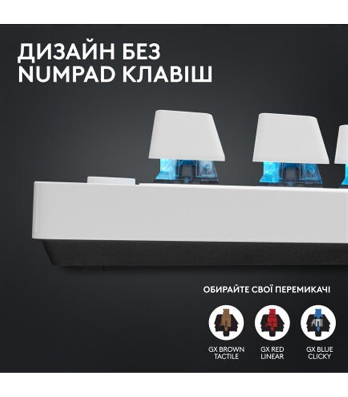 Клавиатура беспроводная Logitech G PRO X TKL Lightspeed White Tactile (920-012148)